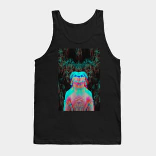 TRIPPY STATUE - Glitchy Abstract Neon Tank Top